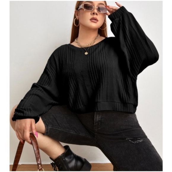 RIBBED LONG SLEEVE OVERSIZED PULLOVER - Picture 4 of 7